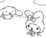 Coloriage Cinnamoroll et la lapine dr&ocirc;le