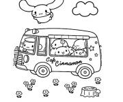 Coloriage Cinnamoroll et le mini bus de cartoon