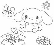 Coloriage Cinnamoroll et les symboles de la f&ecirc;te des amoureux