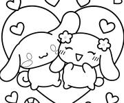 Coloriage Cinnamoroll et Mocha amoureux