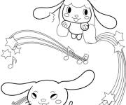 Coloriage Cinnamoroll et notes de musique dans le ciel