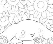 Coloriage cinnamoroll et tournesols