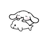 Coloriage Cinnamoroll et un dauphin mignon