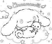 Coloriage Cinnamoroll et un ours en peluche sur le nuage