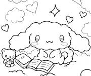Coloriage Cinnamoroll gonfl&eacute; sur des nuages