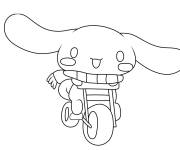 Coloriage Cinnamoroll heureuse sur son v&eacute;lo