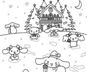 Coloriage Cinnamoroll jouant dans la neige