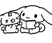 Coloriage Cinnamoroll lisant un livre