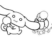 Coloriage Cinnamoroll mangeant des bonbons de Halloween