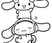 Coloriage Cinnamoroll portant des &eacute;couteurs