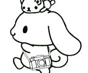 Coloriage Cinnamoroll portant son cam&eacute;ra