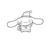 Coloriage Cinnamoroll portant un bonnet de noel