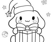 Coloriage Cinnamoroll porte un cadeau de No&euml;l