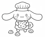 Coloriage Cinnamoroll pr&eacute;pare des biscuits