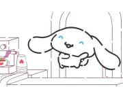 Coloriage Cinnamoroll pr&eacute;pare un caf&eacute;