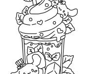 Coloriage Cinnamoroll pret d'un gobelet de th&eacute; glac&eacute;