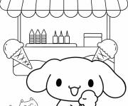 Coloriage Cinnamoroll qui aime la glace cr&eacute;m&eacute;e