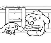 Coloriage Cinnamoroll qui aime manger le pizza