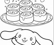 Coloriage Cinnamoroll re&ccedil;oit un plateau de g&acirc;teaux