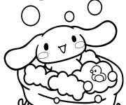 Coloriage Cinnamoroll s'amuse dans la baignoire