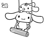 Coloriage Cinnamoroll s'amuse sur la balan&ccedil;oire