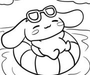 Coloriage Cinnamoroll s'amuse sur la plage
