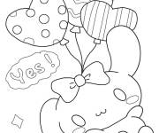 Coloriage Cinnamoroll Sanrio avec ballons