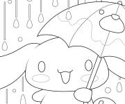 Coloriage Cinnamoroll sous la pluie