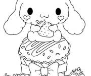 Coloriage Cinnamoroll sur cupcake aux fraises