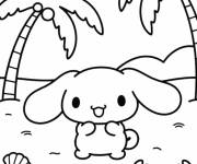 Coloriage Cinnamoroll sur le th&egrave;me de la vacance d'&eacute;t&eacute;