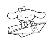 Coloriage Cinnamoroll sur un avion en papier