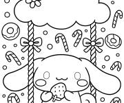 Coloriage Cinnamoroll sur un nuage de balan&ccedil;oire sucr&eacute;