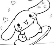 Coloriage Cinnamoroll sur un skateboard