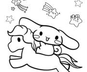 Coloriage Cinnamoroll sur une licorne avec des motifs incroyables