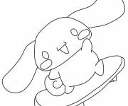 Coloriage et dessins gratuit Cinnamoroll sur une skateboard à imprimer
