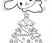 Coloriage Cinnamoroll survole le sapin de noel