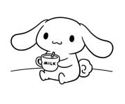 Coloriage Cinnamoroll tenant une tasse de lait