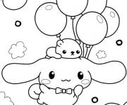 Coloriage Cinnamoroll utilise ses grandes oreilles pour voler