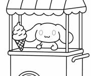 Coloriage Cinnamoroll vendant de la glace