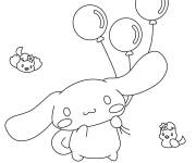 Coloriage Cinnamoroll volant &agrave; l'aide des ballons