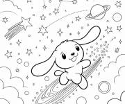 Coloriage Cinnamoroll volant dans l'espace