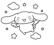 Coloriage Cinnamoroll vole parmi les &eacute;toiles et les nuages