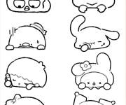 Coloriage Collection des amis de Cinnamoroll de la s&eacute;rie Sanio