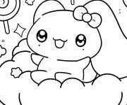 Coloriage Colorie le joyeux Cinnamoroll sur les nuages