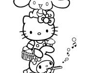Coloriage Image Cinnamoroll et Hello Kitty