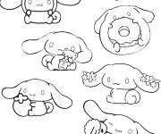 Coloriage Les amis de Cinnamoroll et la nourriture