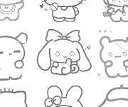 Coloriage Liste de cinnamoroll et ses amis facile