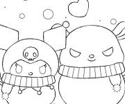 Coloriage Ma M&eacute;lodie et Kuromi en bonhommes de neige