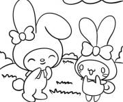 Coloriage My Melody joyeuse dans le pr&eacute;s