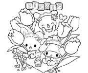 Coloriage Personnages mignons de Cinnamoroll pendant le gouter